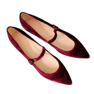 Marc Fisher Red Velvet Ballet Mary Jane Flats Women Size 6.5 Pointy Toe